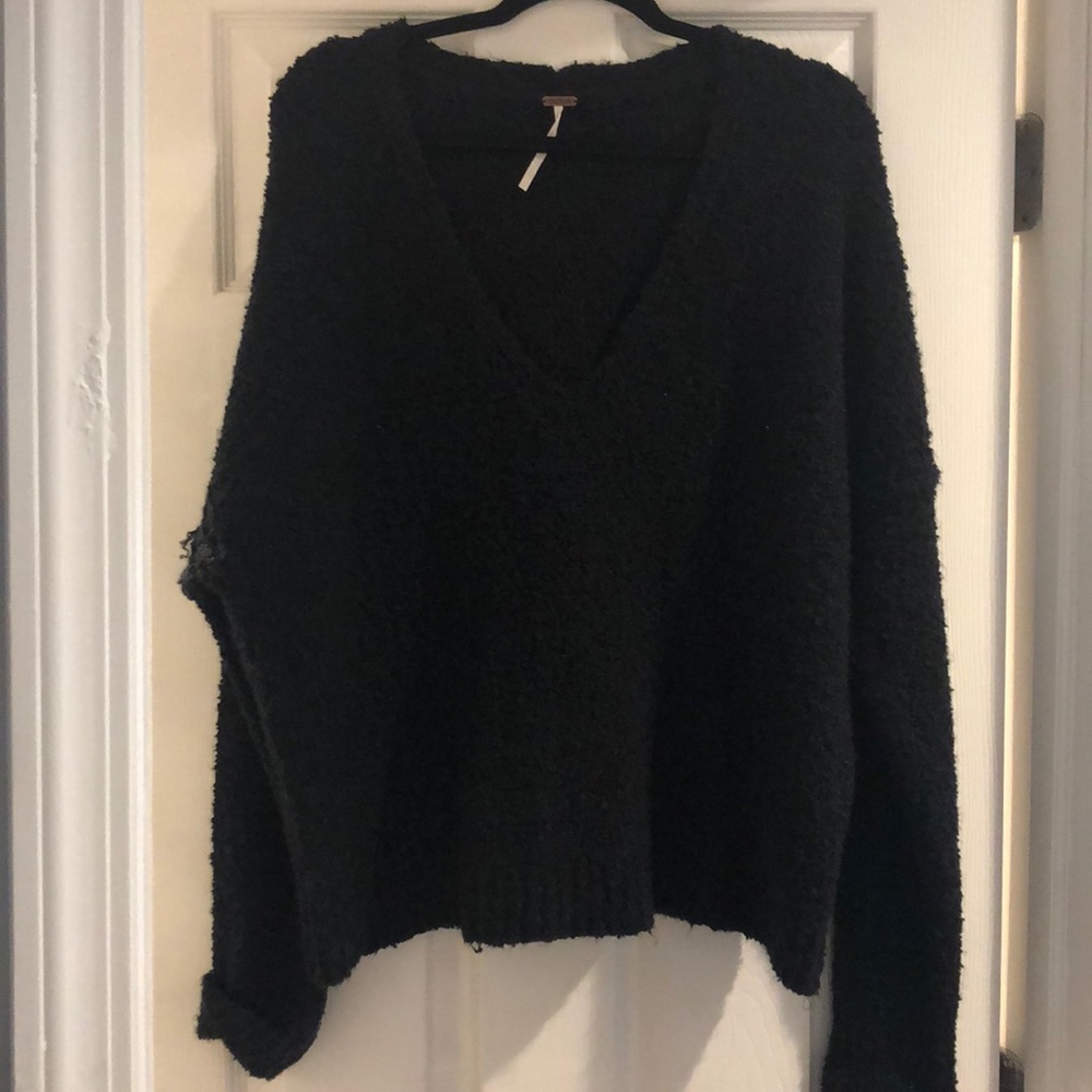 Free people black oversized cozy sweater